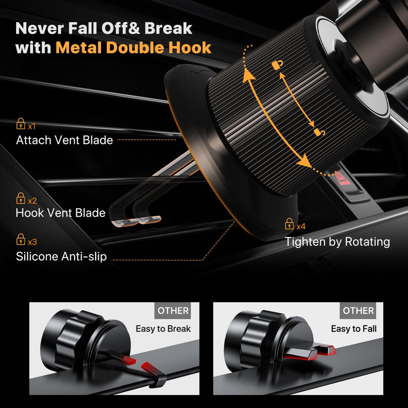 Miracase Phone Holder Car Mount:Universal Air Vent Cellphone Stand Brakect with Metal Hook Clip,360 Rotating Carmount Accessories for iPhone 17/16/15/14/13/12 Pro Max,Galaxy,Camera,Black 🍁 All In One Marketplace Canada