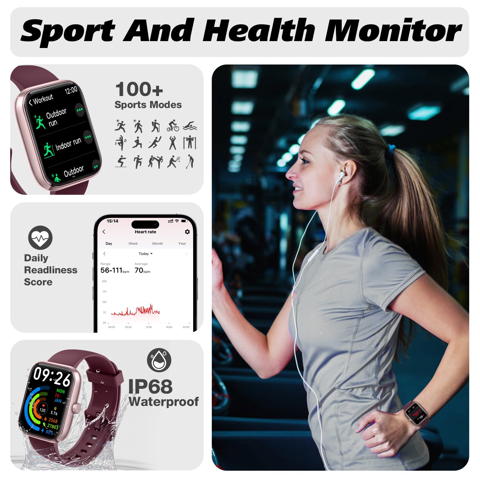 Smart Watch for Men Women with Bluetooth Call, Alexa Built-in, Heart Rate & Sleep Monitor, 1.83