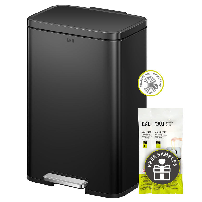 EKO Madison Matte Black 50 Liter/13.2 Gallon Step Trash Can with Inner Liner - Fingerprint Resistant Finish 🍁 All In One Marketplace Canada
