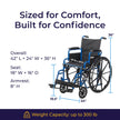 Drive Medical Single Axle Blue Streak Wheelchair, Flip Back Desk Arm, Swing Away Footrests, 18
