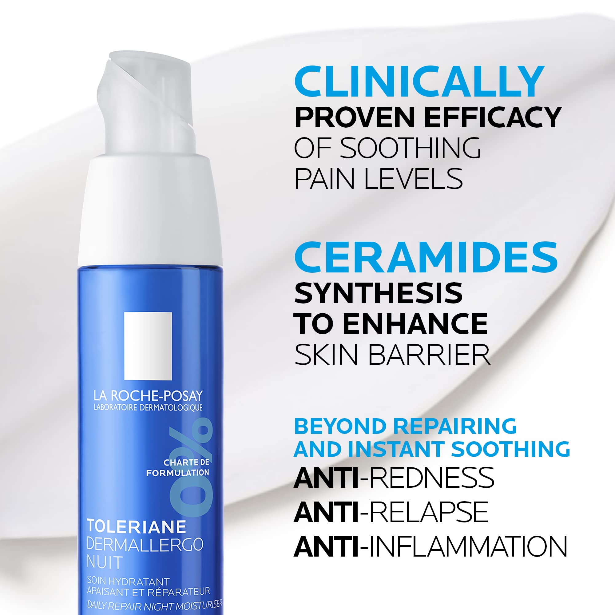 La Roche-Posay Toleriane NIGHT Face cream for Women & Men. Dermallergo Moisturizer for Face, Eyes & Neck. Soothing Ultra Sensitive Skin, Anti-Redness, with Niacinamide & Neurosensine, 40ML 🍁 All In One Marketplace Canada
