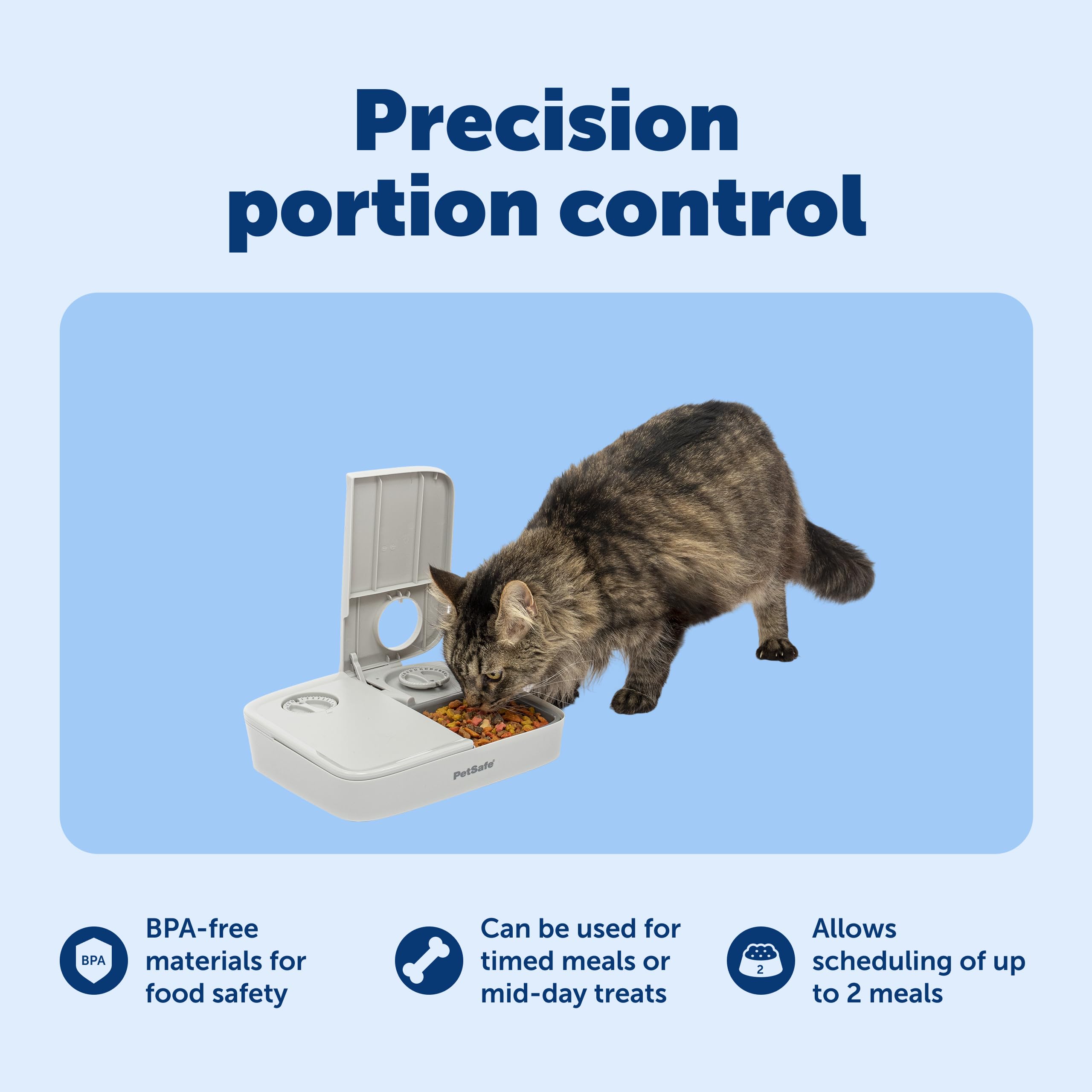 PetSafe Analog 2 Meal Programmable Pet Feeder, Automatic Dog and Cat Feeder - Dry or Semi-Moist Pet Food Dispenser, Slow Feed Portion Control (3 Cup/16 Ounce Total Capacity), Tamper-Resistant Design 🍁 All In One Marketplace Canada