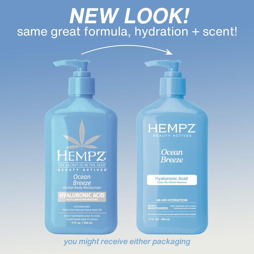 HEMPZ Body Lotion - Ocean Breeze Limited Edition Daily Moisturizing Cream, Shea Butter, Aloe, Body Moisturizer - Skin Care Products, Hemp Seed Oil - 17 Fl Oz 🍁 All In One Marketplace Canada