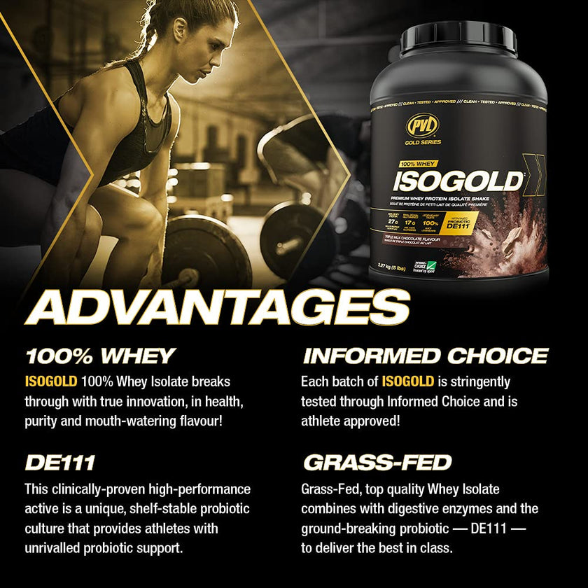PVL ISOGOLD – Grass Fed - Premium Isolate 100% Whey Protein Shake (2.27 kg (Pack of 1), Chocolate) 🍁 All In One Marketplace Canada