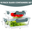 VERONES 10 Pack Glass Meal Prep Containers, Airtight & Stackable Glass Food Storage Containers Set with Lids,Exclusive of BPA,for Microwave, Oven, Freezer & Dishwasher,Grey 🍁 All In One Marketplace Canada