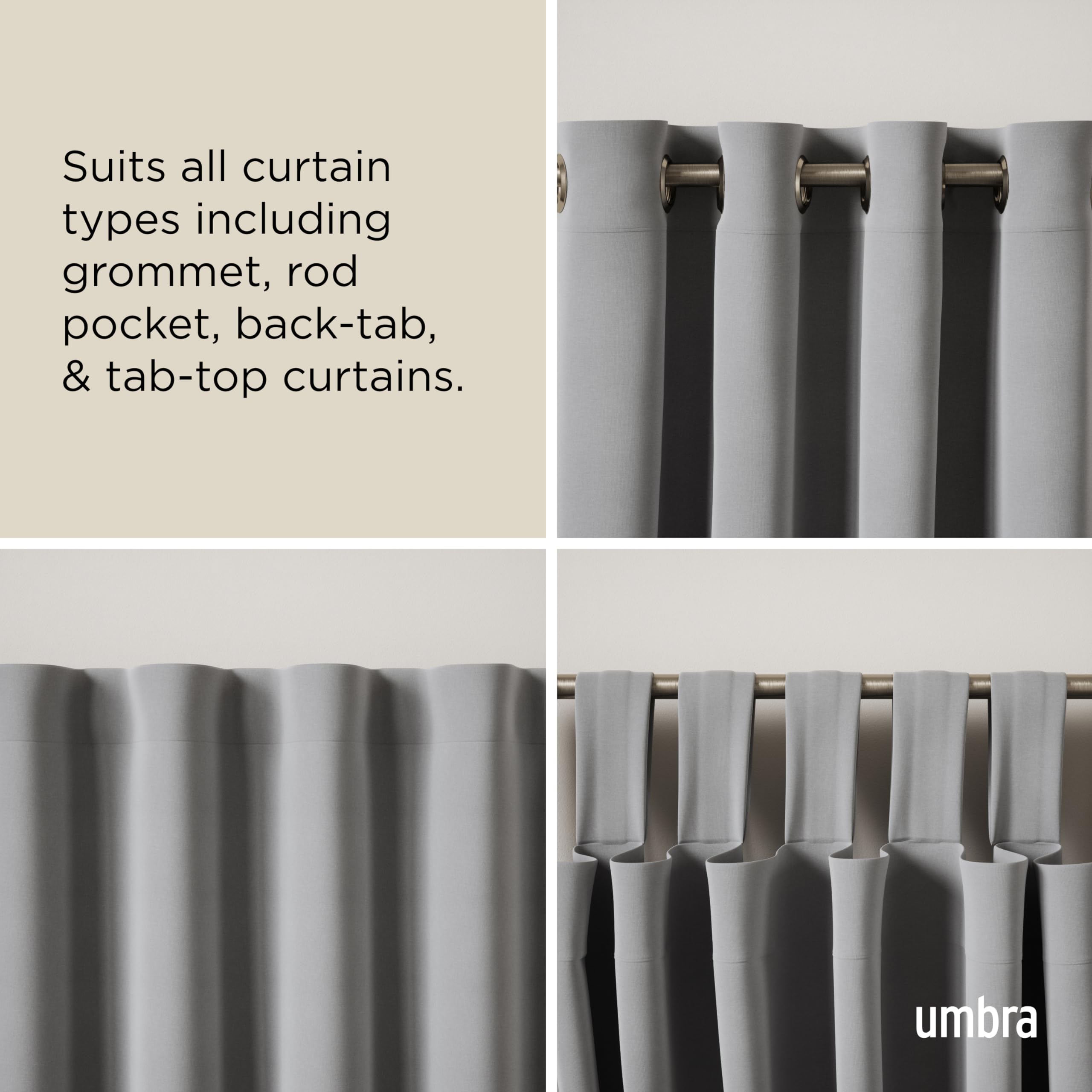 Umbra Twilight Curtain Rod Set – Wrap Around Design Ideal for Blackout or Room Darkening Panels, 30 to 84 Inches, Nickel 🍁 All In One Marketplace Canada