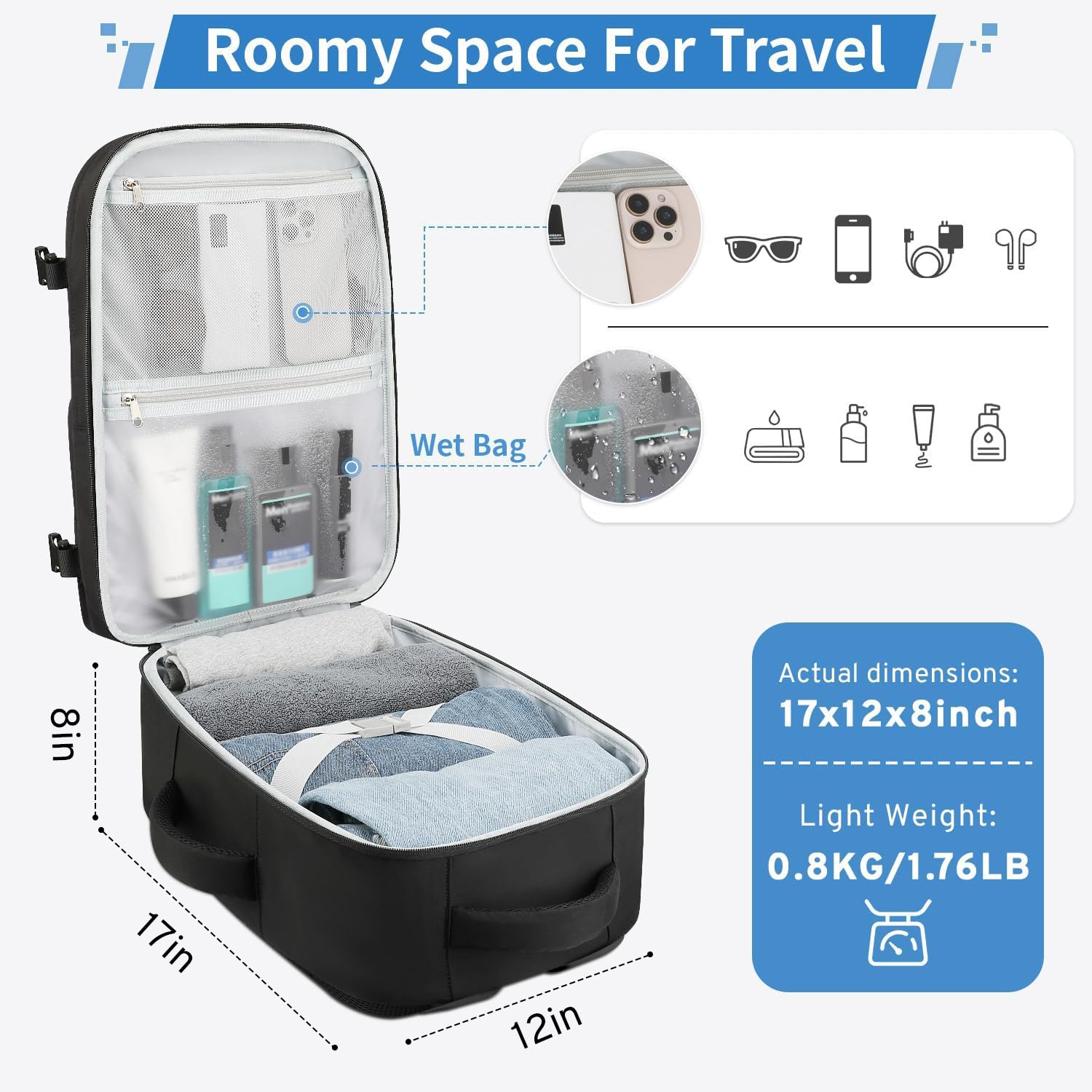 ZOMFELT Travel Backpack for Women Men, TSA 15.6