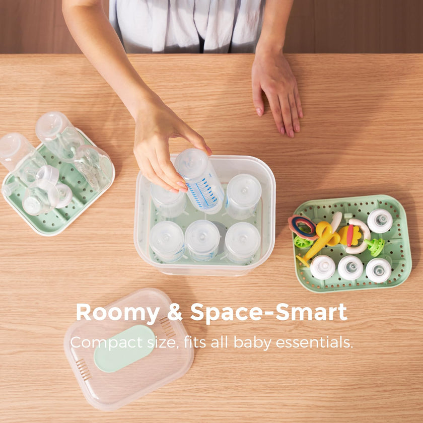 Momcozy Bottle Sterilizer and Dryer, Modular Nesting Space Saving Design, 6 Bottles Capacity, 4 in 1 Compact Sterilizer for Baby Bottles, Breast Pump Parts & Newborn Essentials, Drying Rack Included 🍁 All In One Marketplace Canada