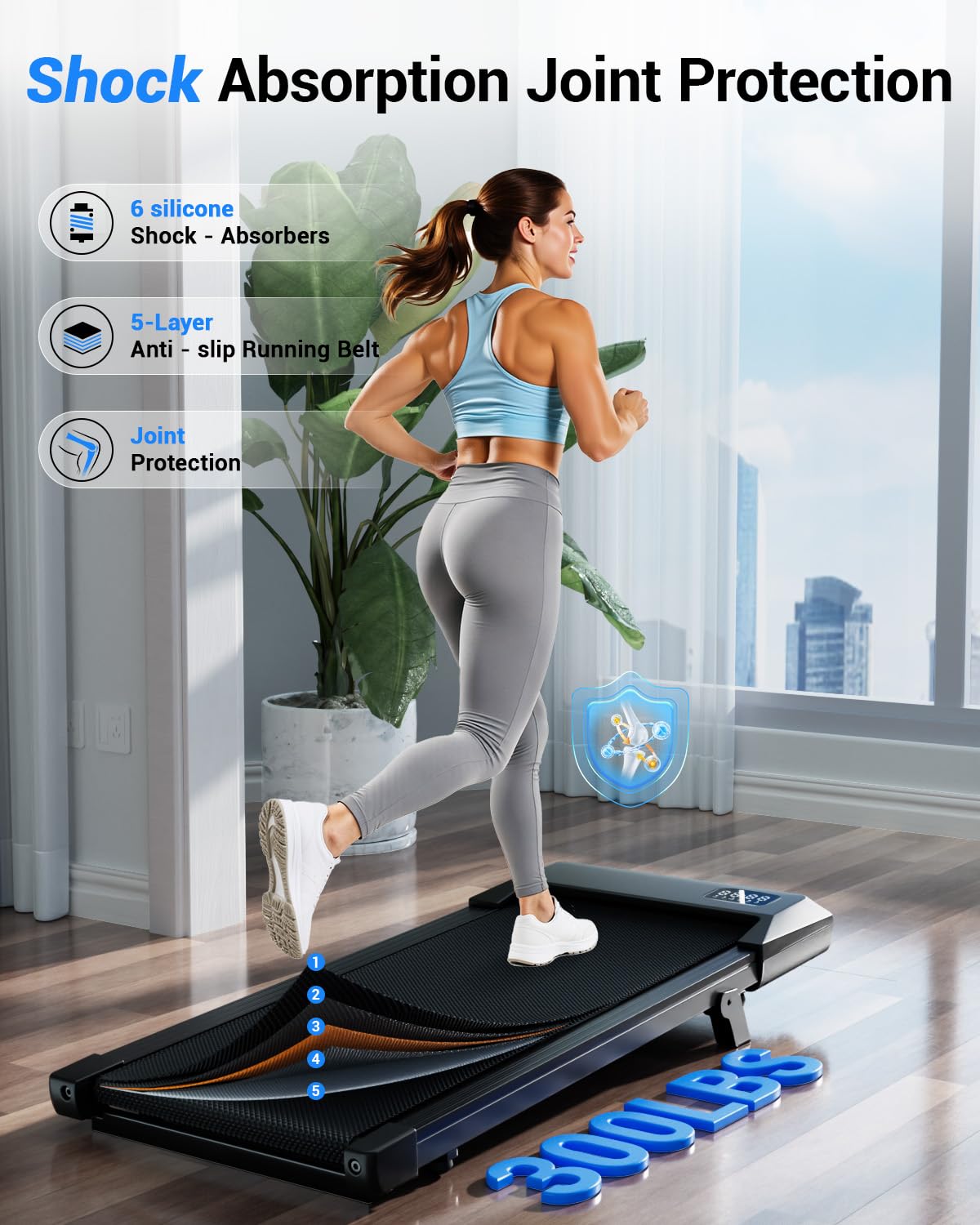 Superun Walking Pad,6% Manual Incline Walking Pad Treadmill,Under Desk Treadmill for Home Office, with App & Remote,2.5HP Quiet,LED Display,300 lbs Capacity 🍁 All In One Marketplace Canada