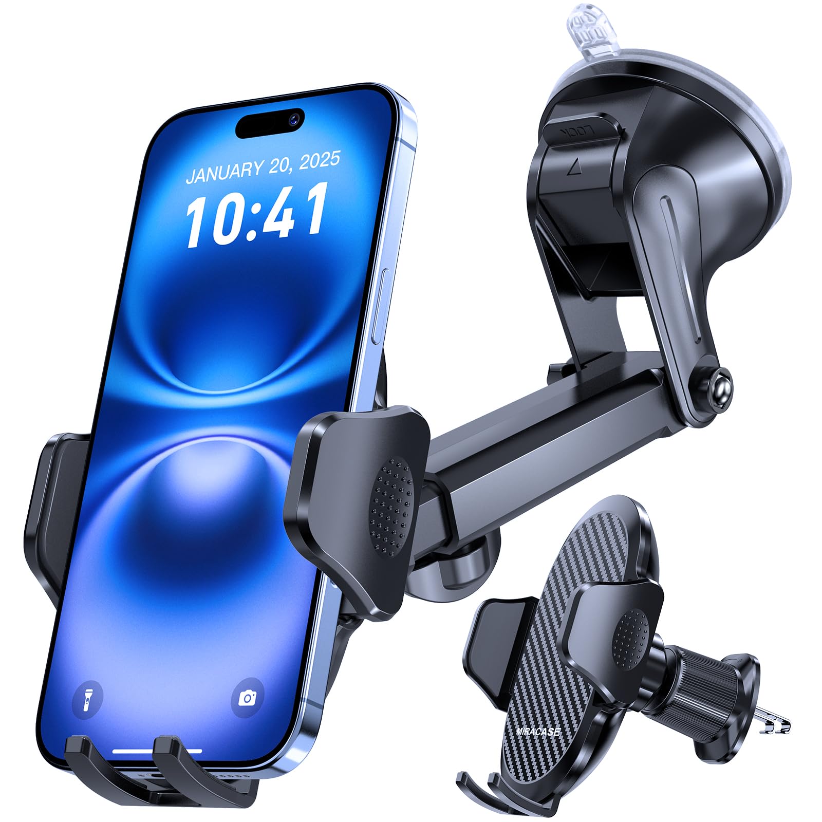 Miracase [2026 Upgraded Strong Military Grade Suction Cup] Car Phone Holder for Cars Dashboard Windscreen Air Vent Desk, 4 in 1 Mobile Phone Mount Automobile Cradle Stand for All Smartphones 🍁 All In One Marketplace Canada