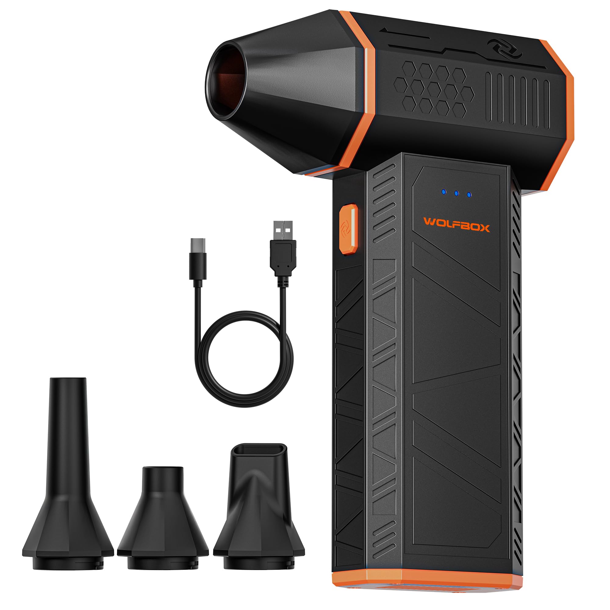 WOLFBOX MegaFlow 50 Compressed Air Duster-110000RPM Super Power Cordless Air Duster, 3-Gear Adjustable Mini Blower with Rechargeable Battery, Dust Blower for Computer, Keyboard, House, Outdoor and Car 🍁 All In One Marketplace Canada