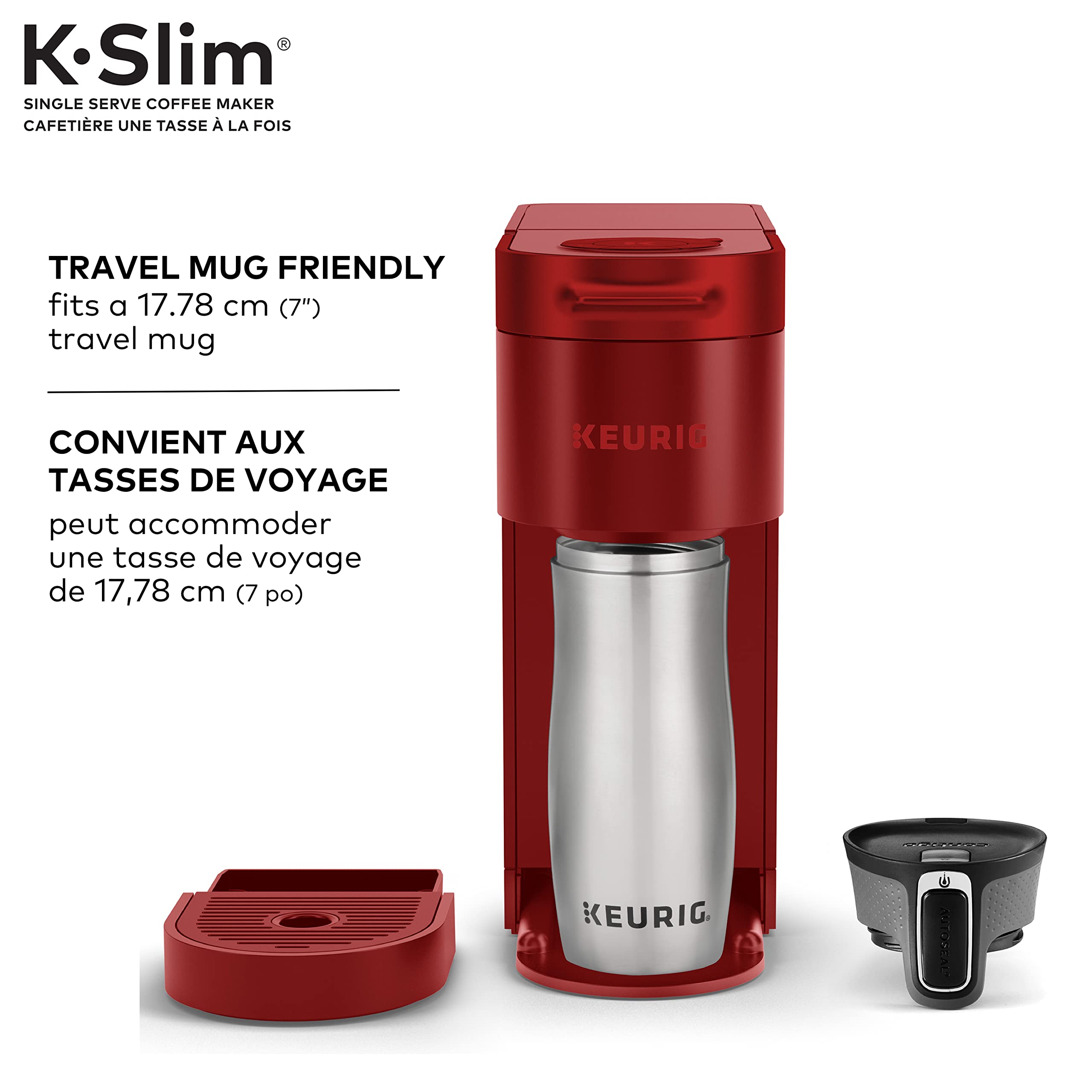 Keurig K-Slim Single Serve K-Cup Pod Coffee Maker, Featuring Simple Push Button Controls And MultiStream Technology, Scarlet Red 🍁 All In One Marketplace Canada