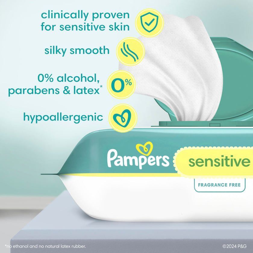 Pampers Sensitive Baby Wipes, Clinically Proven, Water Based, Hypoallergenic and Unscented Baby Wipes, 504 Baby Wipes Total (6X Flip-Top Packs) 🍁 All In One Marketplace Canada