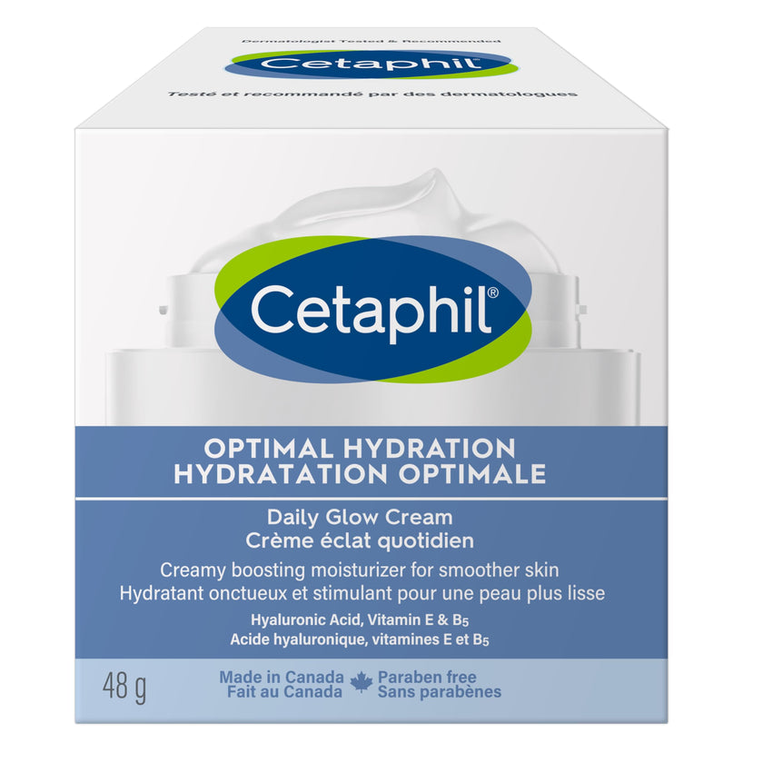 Cetaphil Optimal Hydration Daily Glow Face Cream for Women, 48Hr Hydration with Hyaluronic Acid & Niacinamide, Face Moisturizer for Sensitive Dehydrated Skin, Dermatologist Recommended, 48g 🍁 All In One Marketplace Canada