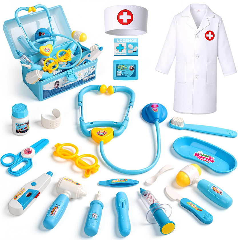 Doctor Kit Kids Toys for 2 3 4 Year Old Girl Boys, Dentist Kit Pretend Play Costume Dress Up Game Medical Kit Educational Toddler Toys for 2 3 4 5 6 + Year Old Boys Girls Birthday Gifts 🍁 All In One Marketplace Canada