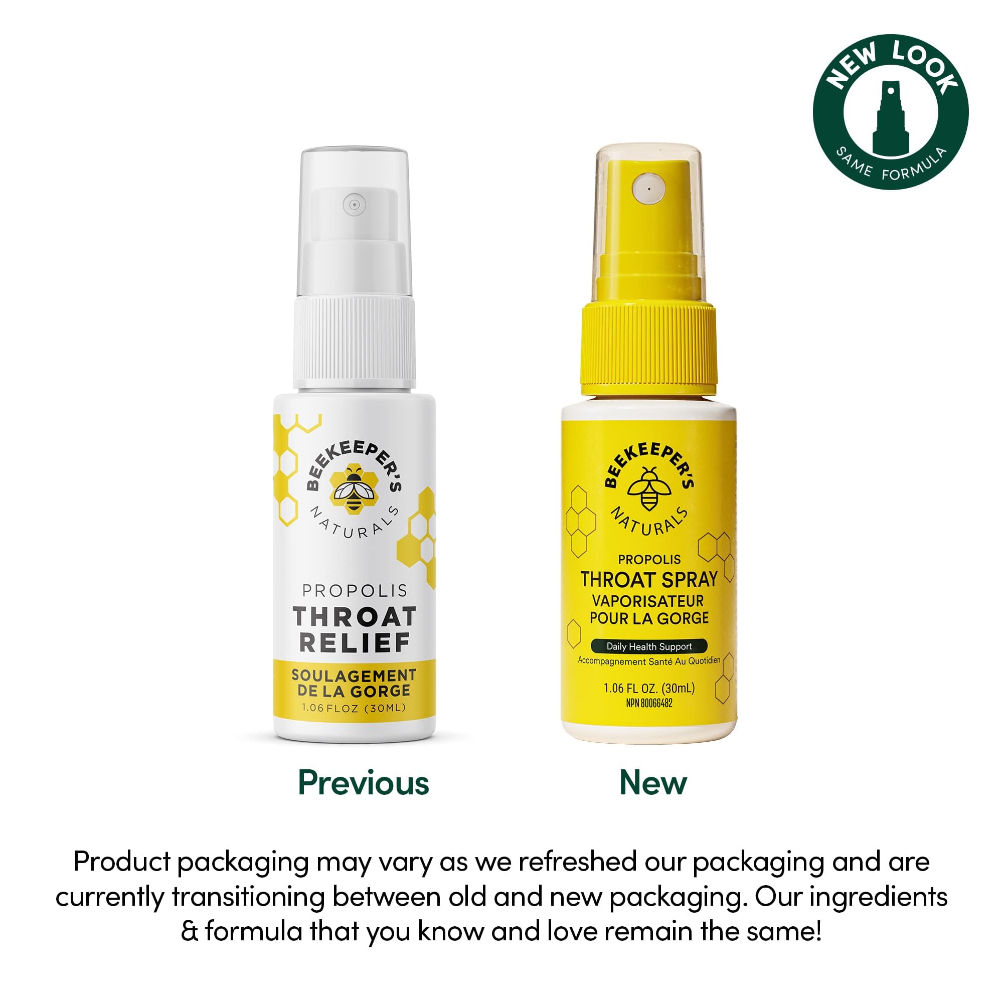 BEEKEEPER'S NATURALS Propolis Throat Spray - 85mg Bee Propolis Extract - Natural Immune Support, Sore Throat Relief & Antioxodant Support - Antioxidants, Keto, Paleo, Gluten-Free 1.06 oz (Pack of 2) 🍁 All In One Marketplace Canada