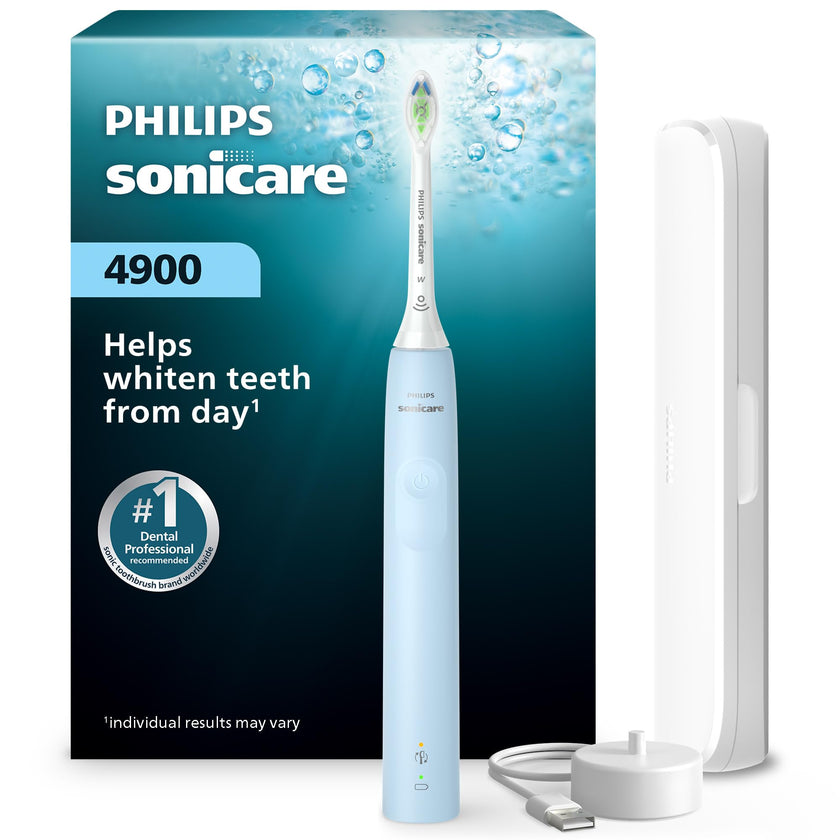 Philips Sonicare 4900 Series Electric Toothbrush - Sonic Toothbrush With Advanced Sonic Technology, Pressure Sensor, Two Intensity Settings, SmarTimer & QuadPacer, Light Blue, Model HX3683/32 🍁 All In One Marketplace Canada