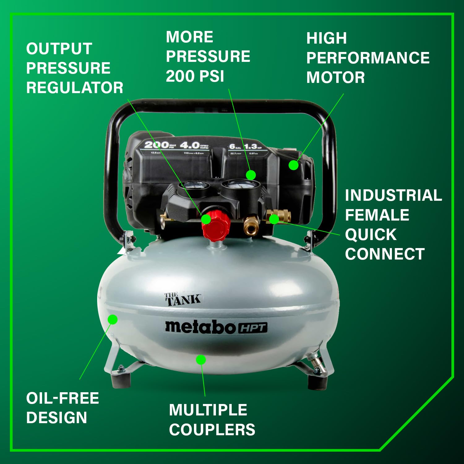 Metabo HPT Air Compressor, THE Tank, Portable Pancake Air Compressor 200 PSI, 6 Gallon Tank, Versatile for Use with Framing, Siding, Finish, Brad or Roofing Nailers, EC914S 🍁 All In One Marketplace Canada