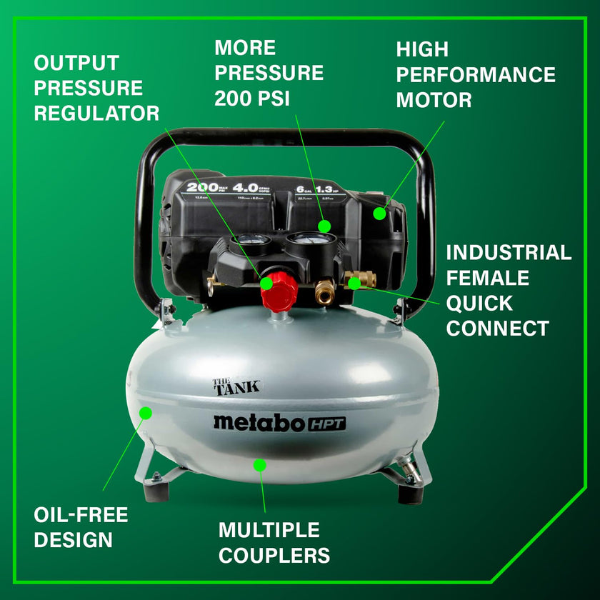 Metabo HPT Air Compressor, THE Tank, Portable Pancake Air Compressor 200 PSI, 6 Gallon Tank, Versatile for Use with Framing, Siding, Finish, Brad or Roofing Nailers, EC914S 🍁 All In One Marketplace Canada
