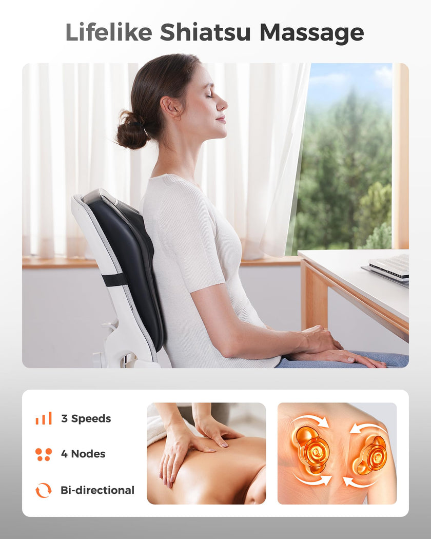 Boriwat Back Massager Neck Massager with Heat, Shiatsu Massage Pillow for Pain Relief, Massagers for Neck and Back, Shoulder, Leg, Gifts for Men Women Mom Dad, Stress Relax at Home Office and Car 🍁 All In One Marketplace Canada