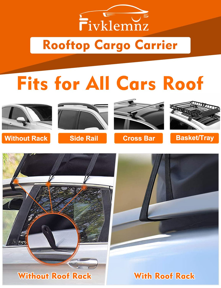 Car Roof Bag Cargo Carrier, 21 Cubic Feet Waterproof Rooftop Cargo Carrier with Anti-Slip Mat + 10 Reinforced Straps + 6 Door Hooks, Suitable for All Vehicle with/Without Roof Rack 🍁 All In One Marketplace Canada