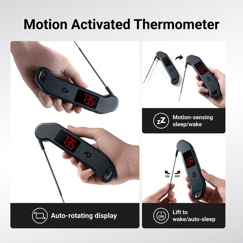 Professional Digital Meat Thermometer, 1 Sec Instant Read, ±0.5℉ Accuracy NIST&NSF Certified Food Thermometer, Auto-Rotate Bright LED Screen, Highly Waterproof Cooking Thermometer for Grill BBQ, Black 🍁 All In One Marketplace Canada