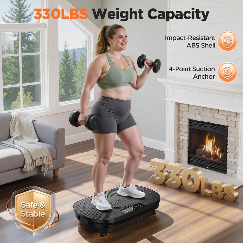FEIERDUN Vibration Plate Exercise Machine, Full Body Vibrating Plate with Wider Platform, 150kg (330lbs) Capacity, Plaque Vibrante with LED Screen, Remote & Resistance Bands,Black 🍁 All In One Marketplace Canada
