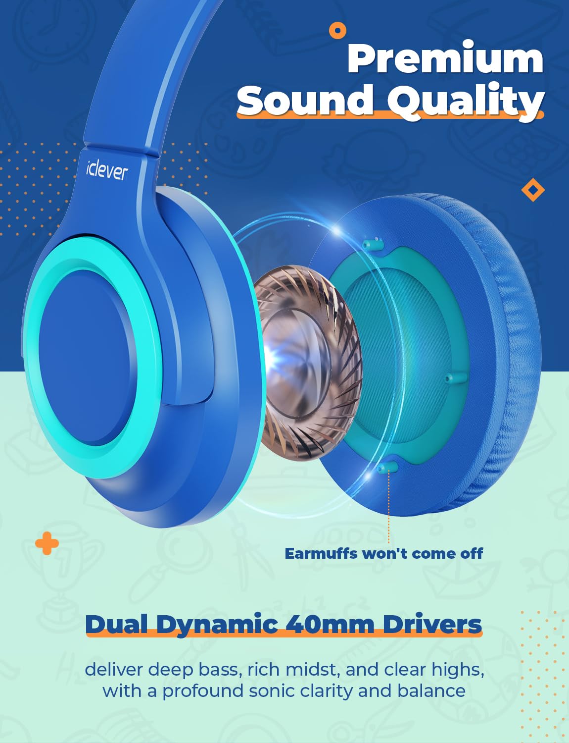iClever 2Pack Kids Headphones with Sharing Splitter - 85dBA Safe Volume Limited - HS22 Wired Headphones for Kids Teens, Tangle-Free 3.5mm Jack Foldable Stereo Headphone for School/Tablet/Travel 🍁 All In One Marketplace Canada