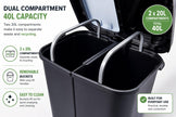 Step N’ Sort 40L Dual Compartment Recycling Bin – Slim Kitchen Waste & Recycling System (2 × 20L) 🍁 All In One Marketplace Canada
