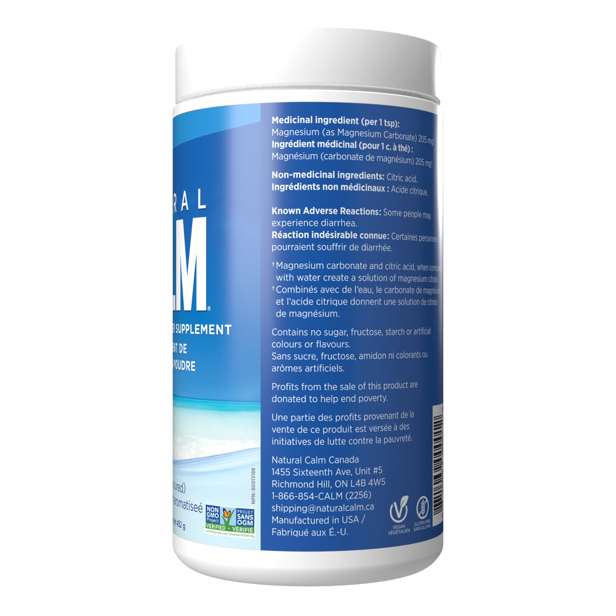 Natural Calm Magnesium Citrate Powder (Unflavoured) 452g - Quick Absorbing - Loved Magnesium Drink 🍁 All In One Marketplace Canada