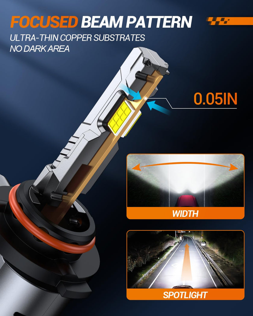 SEALIGHT 2026 Upgraded 9005 LED Headlight Bulbs, 1:1 Design 60,000LM 1000% Brighter HB3 9005 LED Light Bulb, 6500K Cool White, Plug and Play Halogen Replacement, Non-polarity, Pack of 2 🍁 All In One Marketplace Canada