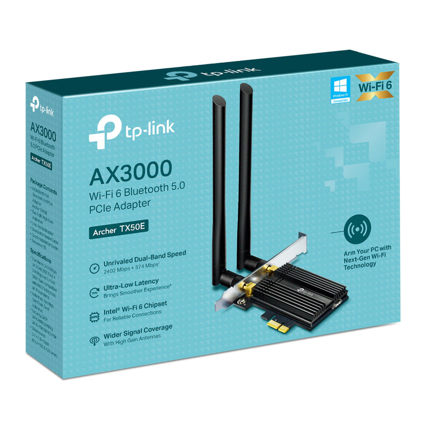 TP-Link WiFi 6 AX3000 PCIe WiFi Card for PC with Heat Sink (Archer TX50E) - Bluetooth 5.3, 802.11AX Dual Band Wireless Adapter with MU-MIMO, Ultra-Low Latency, Supports Windows 11, 10 (64bit) Only 🍁 All In One Marketplace Canada