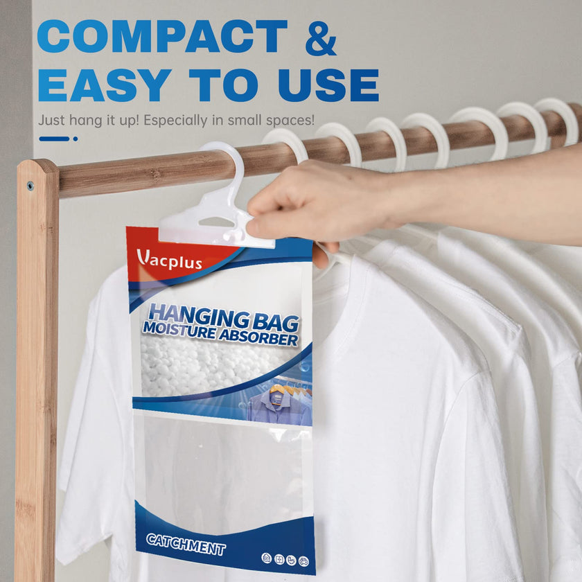 Vacplus Moisture Absorbers Packets, Fragrance Free 10 Pack, Humidity Packs, Dessicant Packets, Hanging Closet Dehumidifier Bags, Dehumidifier for Bathroom, Blue, 30.0 x 16.0 cm 🍁 All In One Marketplace Canada