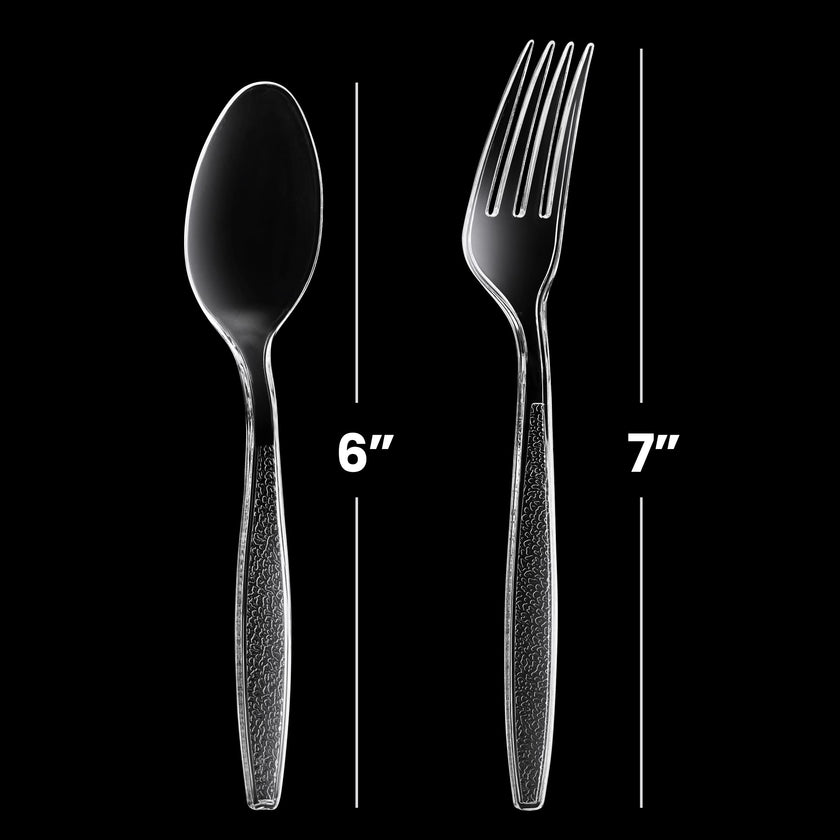 Plastic Forks and Spoons Set - (Bulk Pack 360 Pcs) Clear Plastic Cutlery Utensils Heavy Duty, 180 Forks and 180 Spoons, Silverware Sets for Party Supplies, Dinners, Take-Out, Catering, Food Services 🍁 All In One Marketplace Canada