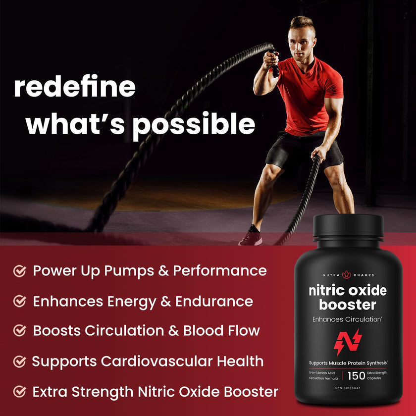 Nitric Oxide Supplement – L-Arginine, L-Citrulline Malate, AAKG, Pine Bark & Grape Seed Extract – Extra Strength Nitric Oxide Booster for Men – Supports Energy, Circulation, Stamina (Pack Of 1) 🍁 All In One Marketplace Canada