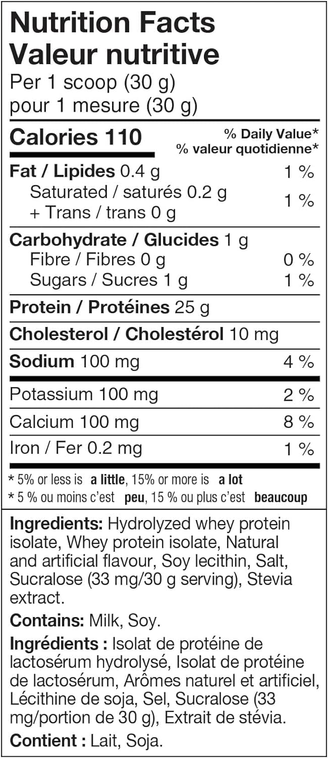 ISO100 Hydrolyzed Protein Powder by Dymatize, Gourmet Vanilla, 100% Whey Isolate Powder, 25g of Protein, Gluten Free, 20 Servings, 610g 🍁 All In One Marketplace Canada