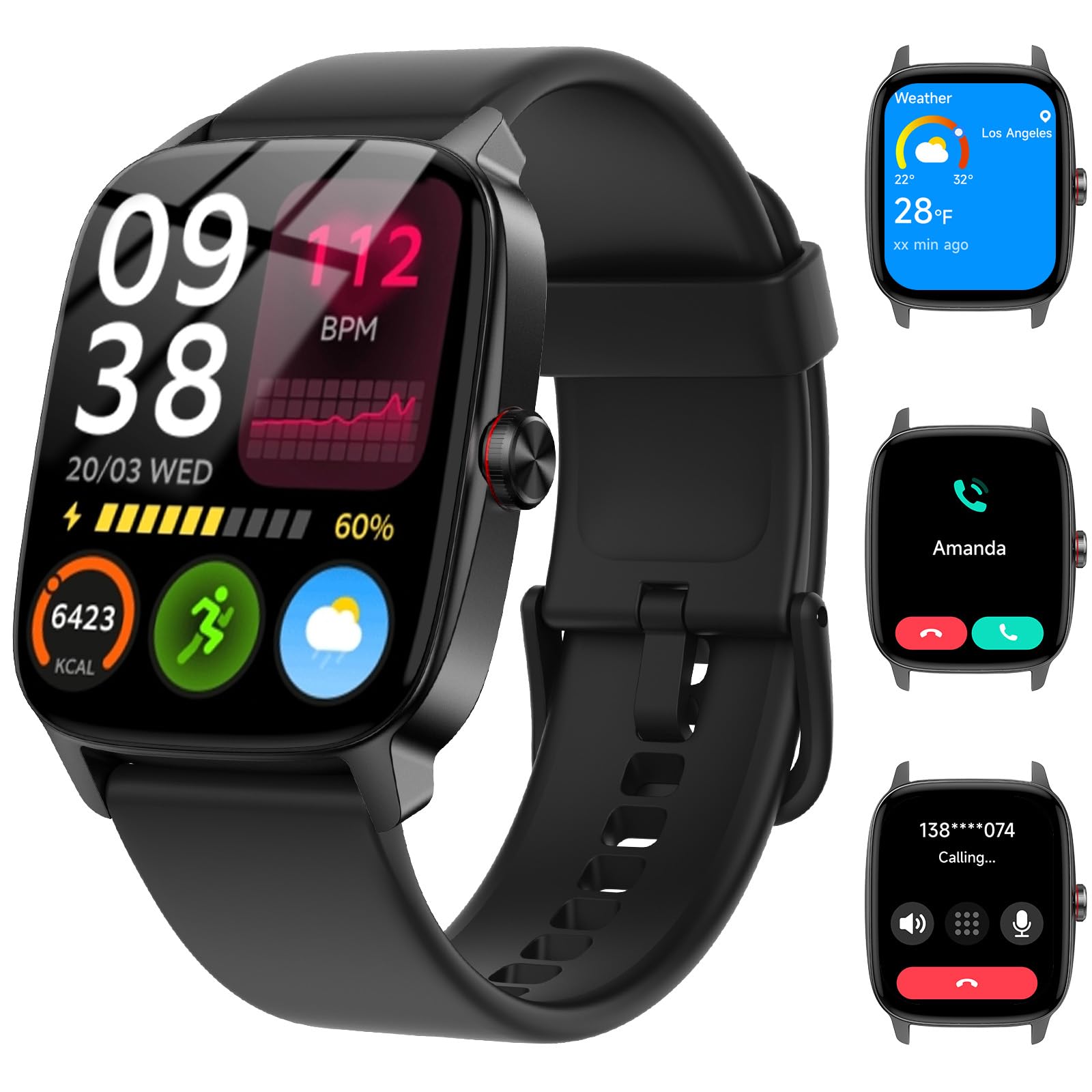 Smart Watch for Men Women, Bluetooth Call Smartwatch with AI Voice, 1.85