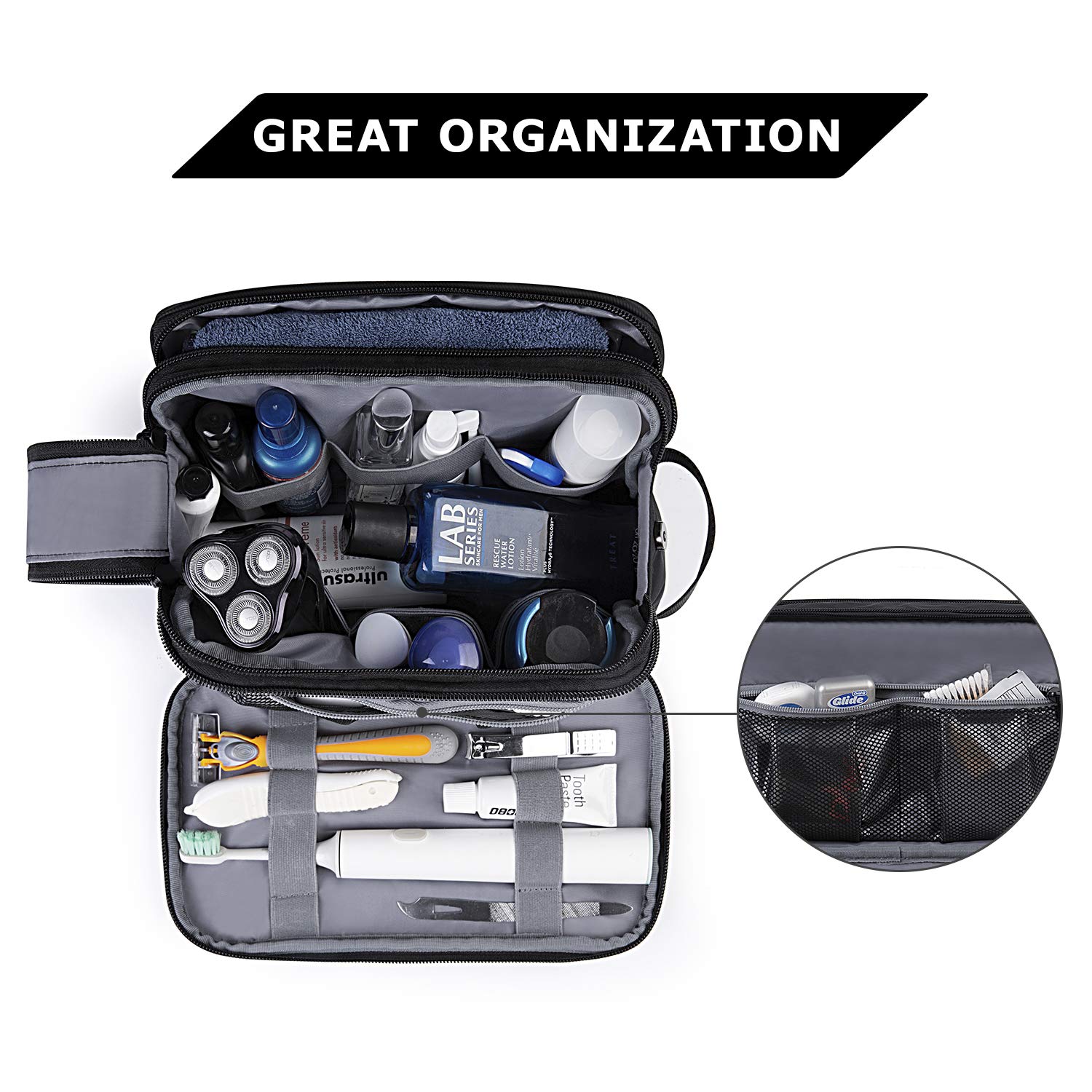 BAGSMART Toiletry Bag for Men, Travel Toiletry Organizer Dopp Kit Water-resistant Shaving Bag for Toiletries Accessories, Door Room Essentials, Black-medium 🍁 All In One Marketplace Canada