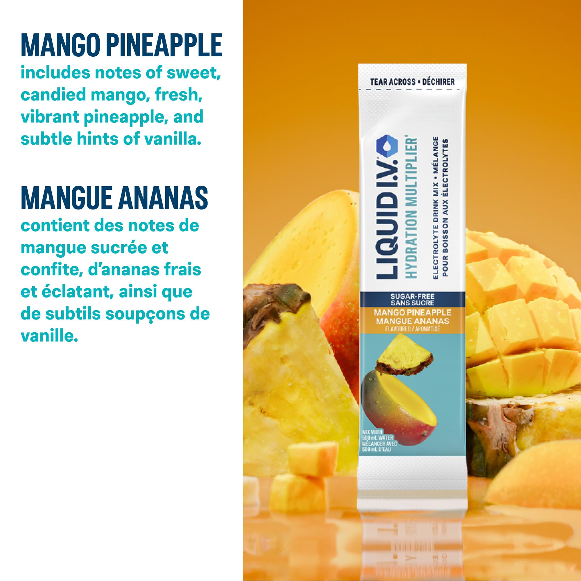 Liquid I.V. - Hydration Multiplier Electrolyte Drink Mix for Everyday - Hydration with Mango Pineapple flavour and Zero Sugar (18 sticks) 🍁 All In One Marketplace Canada