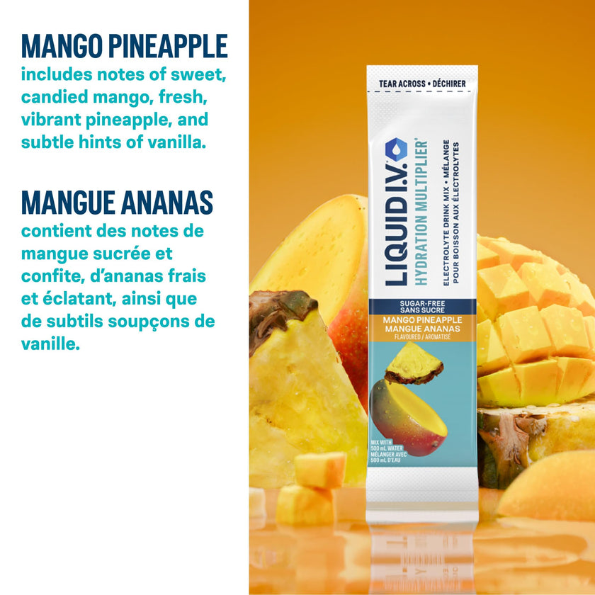 Liquid I.V. - Hydration Multiplier Electrolyte Drink Mix for Everyday - Hydration with Mango Pineapple flavour and Zero Sugar (18 sticks) 🍁 All In One Marketplace Canada