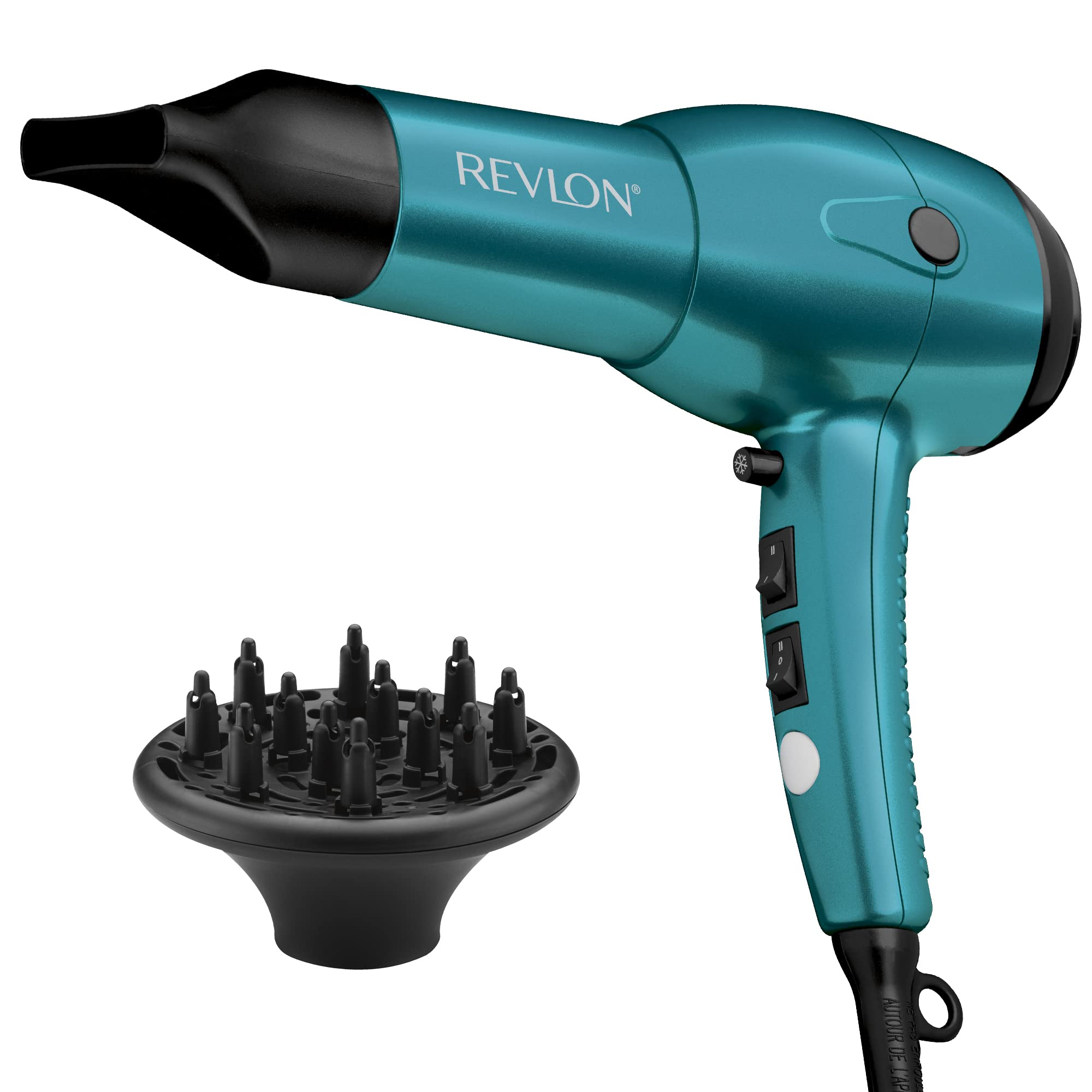 Revlon RV544FBLF Advanced Ionic Technology™ Hair Dryer with Diffuser, Powerful, Hair Dryer with Concentrator, Quick Dry, Lightweight, 2 Heat/Speed Settings, Less Frizz, Shiny and Smooth Hair, Blue 🍁 All In One Marketplace Canada