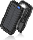 Solar Charger, Power Bank, 42800mAh Portable Charger Power Bank External Battery Pack 5V3.1A Qc 3.0 Fast Charger Built-in Super Bright Flashlight (Black) 🍁 All In One Marketplace Canada