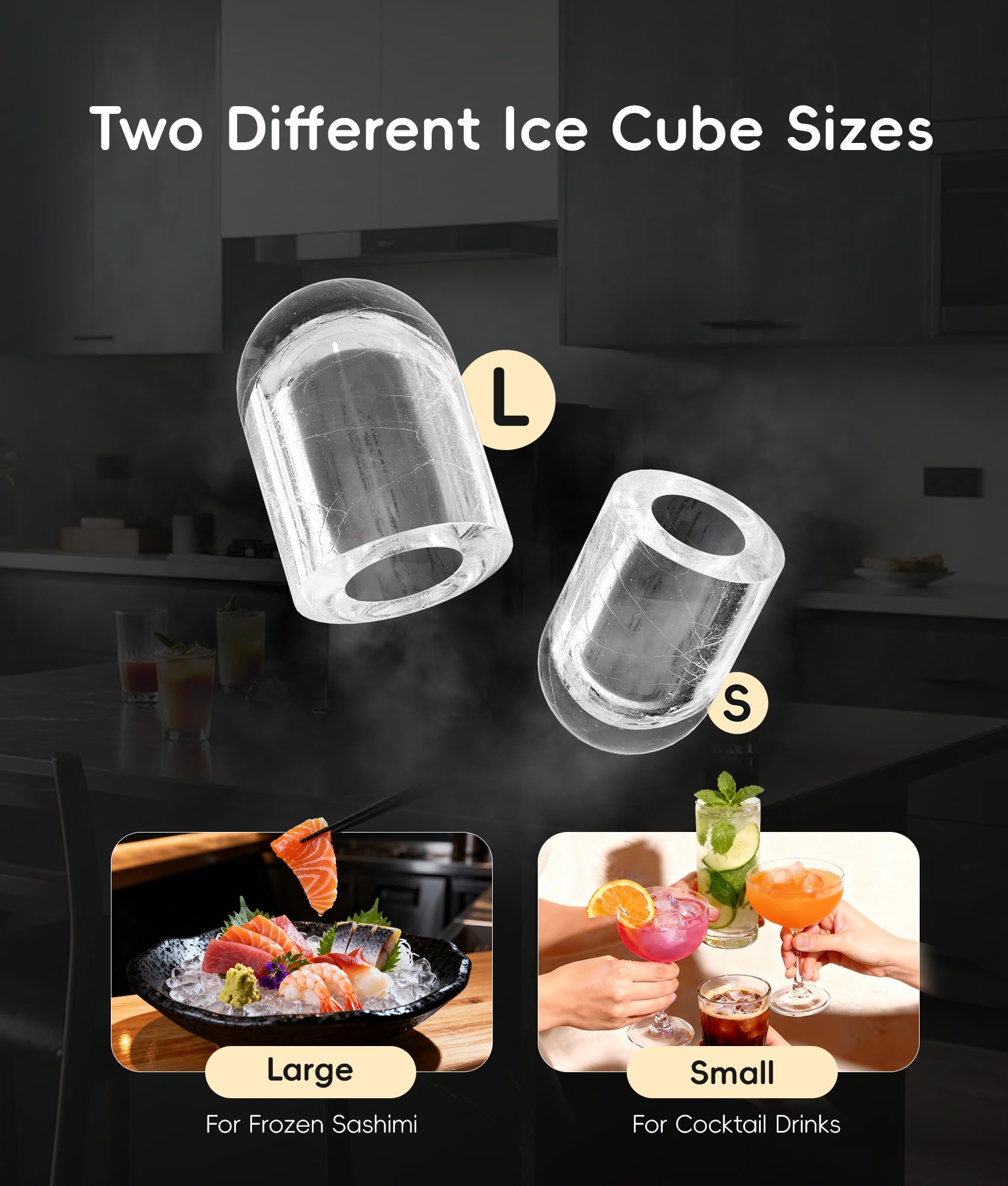 ecozy Portable Ice Makers Countertop, 8 Cubes in 6 Mins, 26lbs/Day, Bullet Ice Maker Machine with 2 Ice Sizes, Self-Cleaning Ice Maker with Carry Handle for Home/Kitchen/Party/Travel - 2026 Version 🍁 All In One Marketplace Canada