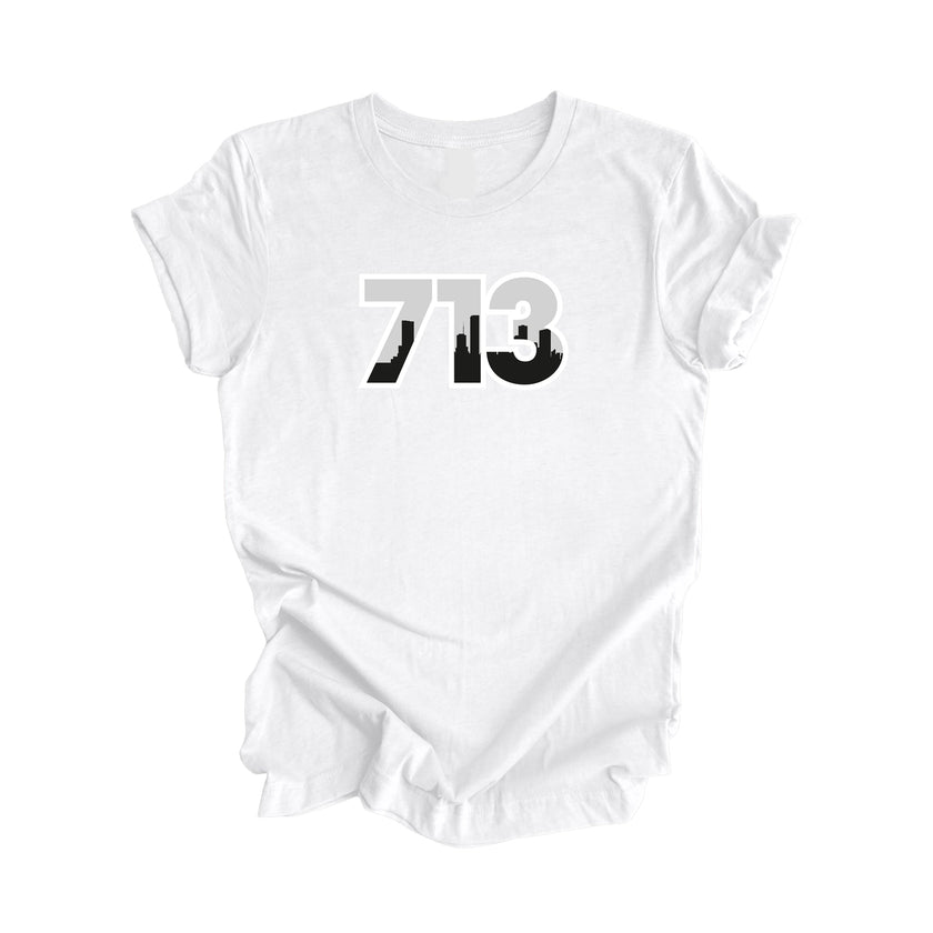 713 Houston Texas USA Area Code City Skyline Gift - Unisex T-Shirt - Inspired X