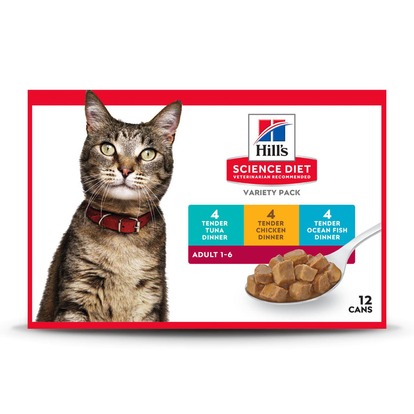 Hill's Science Diet Adult Canned Cat Food Variety Pack, Tender Dinner Chicken, Tuna, and Ocean Fish, 5.5 oz, 12 Pack Wet cat Food 🍁 All In One Marketplace Canada