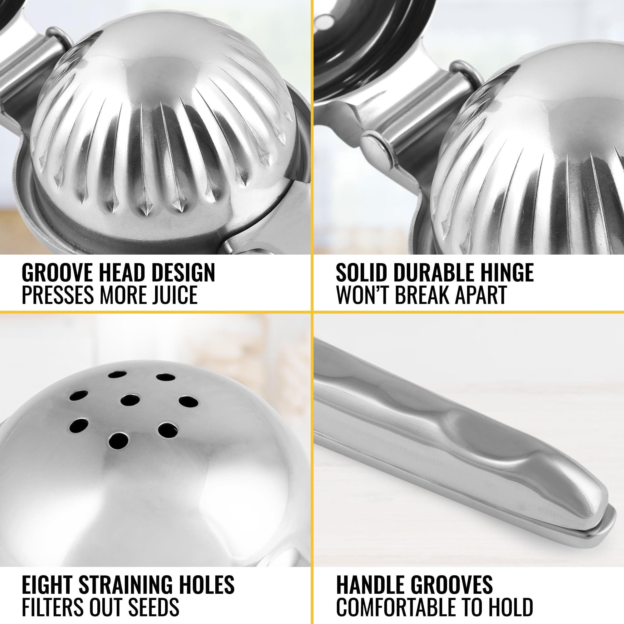 Zulay Large Lemon Squeezer Stainless Steel - Easy Squeeze Manual Heavy Duty Lemon Juicer Hand Press - Ergonomic Citrus Squeezer & Fruit Juicer for Small Oranges, Lemons, & Limes - Stainless Steel 🍁 All In One Marketplace Canada