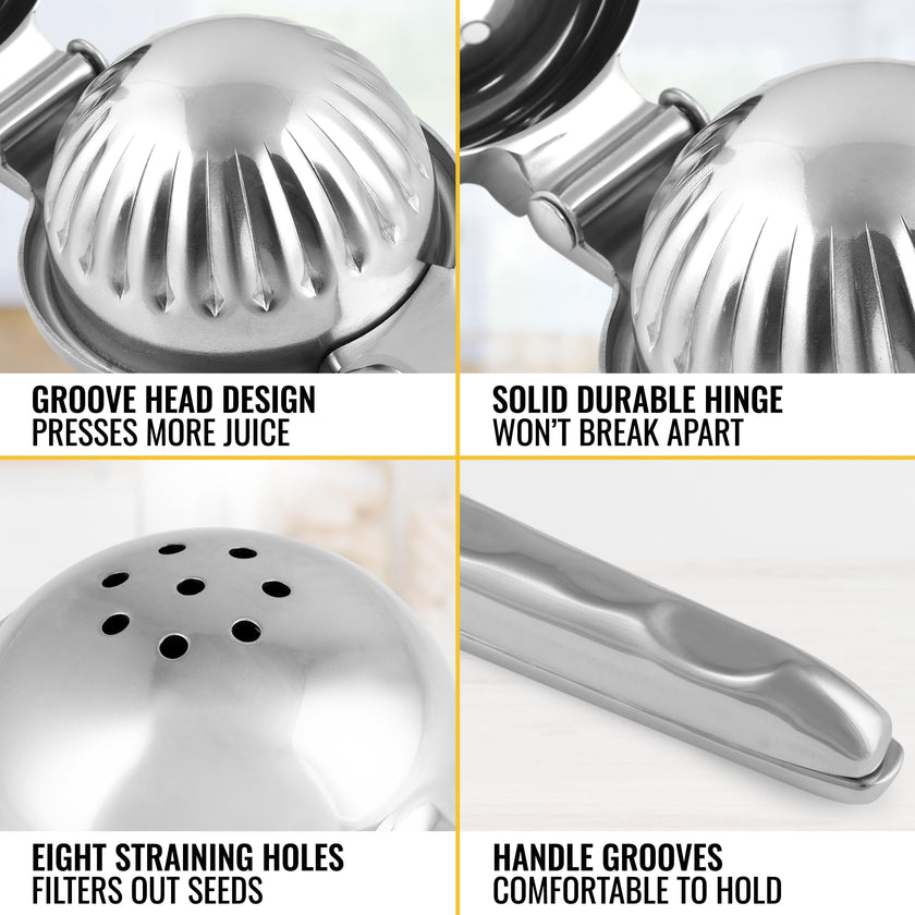 Zulay Large Lemon Squeezer Stainless Steel - Easy Squeeze Manual Heavy Duty Lemon Juicer Hand Press - Ergonomic Citrus Squeezer & Fruit Juicer for Small Oranges, Lemons, & Limes - Stainless Steel 🍁 All In One Marketplace Canada