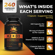Nutratology® Vitamin K2 + D3 | Canadian-Made | Highest Potency 120MCG/1000 IU - 240 Capsules - Helps Maintain Bone & Teeth Health - Formulated With MK-7 For Best Results - Immune System Support. 🍁 All In One Marketplace Canada