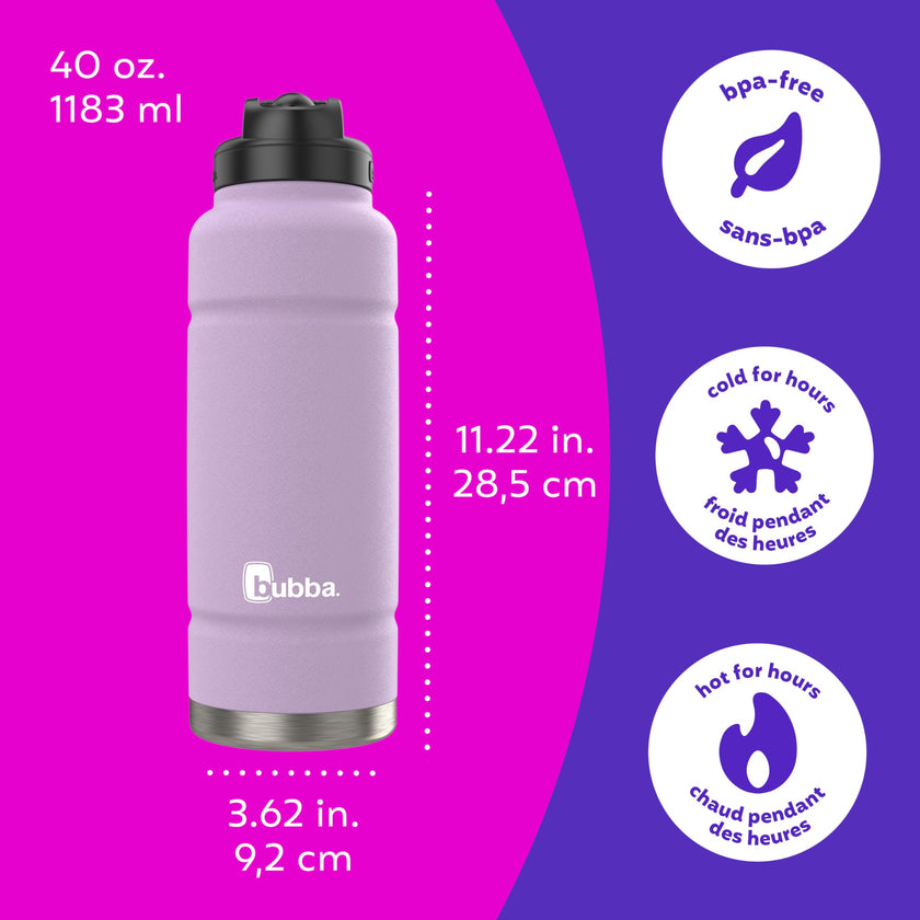 Bubba Trailblazer Stainless Steel Water Bottle with Straw Lid, Vacuum-Insulated, Lavender Frost, 40 oz (1.18 L) 🍁 All In One Marketplace Canada