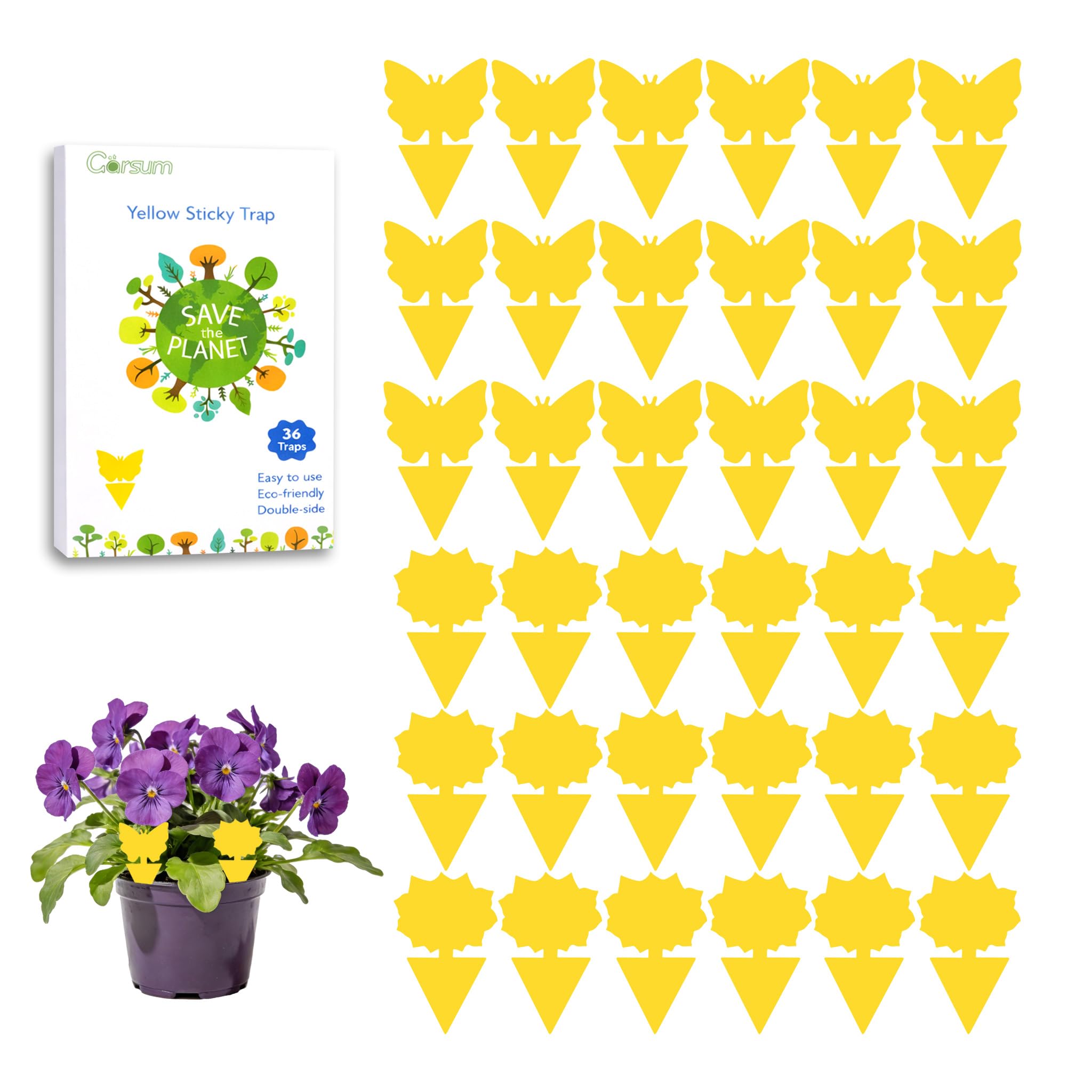 Garsum Fruit Fly Trap Indoor and Outdoor, 36 Pack Gnat Sticky Traps for House Plants, Flying Insect Trap for Fungus Gnat,Mosquitos, White Flies 🍁 All In One Marketplace Canada
